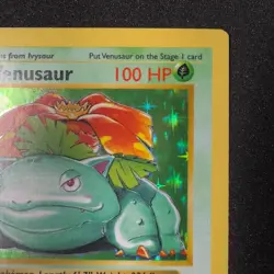 1999 Base Shadowless VENUSAUR 15/102 Holo Rare Pokemon Set SQ MISCUT CORNER Card - Image 3