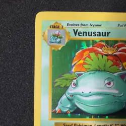 1999 Base Shadowless VENUSAUR 15/102 Holo Rare Pokemon Set SQ MISCUT CORNER Card - Image 4