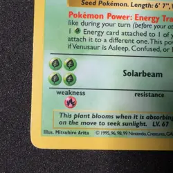 1999 Base Shadowless VENUSAUR 15/102 Holo Rare Pokemon Set SQ MISCUT CORNER Card - Image 5
