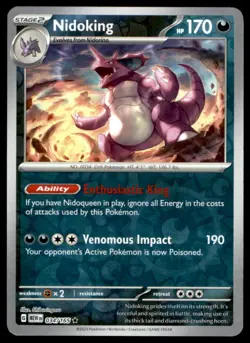 Nidoking 034/165 Rare 151 Pokemon Reverse Holo Lightly Played - Image 1