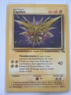 Pokemon TCG - Zapdos 30/62 Fossil Rare WOTC - NM - Image 1