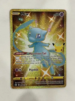 Pokemon TCG Mew (Secret) Celebrations 025/025 Holo Secret Rare NM - Image 1