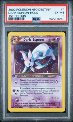 1st Edition Dark Espeon Neo Destiny #4 PSA 6 HUGE SWIRL - NEW CERT Holo Rare - Image 1