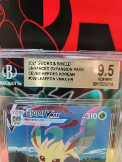 Pokemon Korean Leafeon VMAX 089/069 Eevee Heroes (Evolving Skies) BGS 9.5 GOLD!! - Image 3