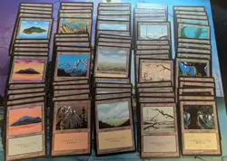 MTG 4th Edition Black Border Basic Land Set 15 Types 5 (75 Cards) SP-MP - Image 1
