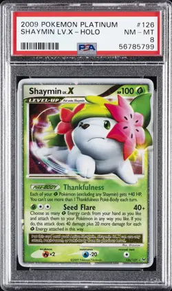 2009 POKEMON PLATINUM #126 SHAYMIN LV.X-HOLO PSA 8 - Image 1