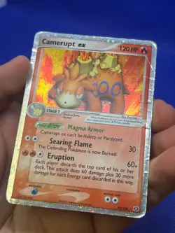 VTG 2005 Pokemon EX Emerald Camerupt ex 92/106 Ultra Rare DMG/CREASED - Image 4