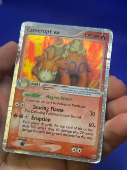 VTG 2005 Pokemon EX Emerald Camerupt ex 92/106 Ultra Rare DMG/CREASED - Image 5