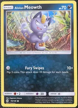 Alolan Meowth 78/149 SM Base Set Regular - Pokemon Card - Image 1