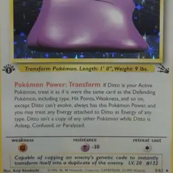 HOLO BLEED 1st Edition Ditto 3/62 Rare Card 1999 Pokemon Fossil Set WOTC TCG NM - Image 2