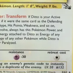 HOLO BLEED 1st Edition Ditto 3/62 Rare Card 1999 Pokemon Fossil Set WOTC TCG NM - Image 3