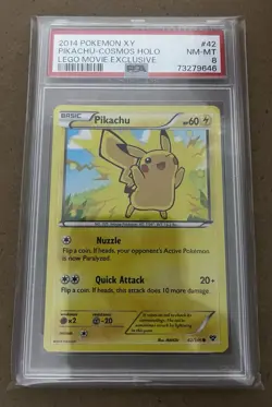 PSA 8 Pikachu 42/146 2014 XY Promo Cosmos Holo LEGO Movie Exclusive EN - Image 2