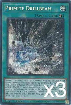 3X Yugioh Primite Drillbeam MP25-EN115 Secret Rare 1st Edition NM - Image 1