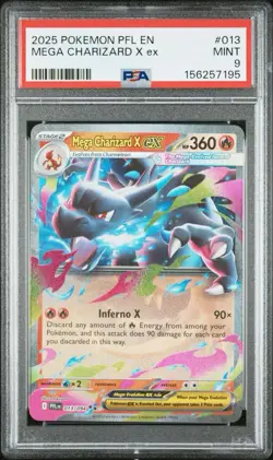 Pokemon Mega Charizard X ex PSA 9 Me02 Phantasmal Flames 013/094 Holo ENG - Image 1