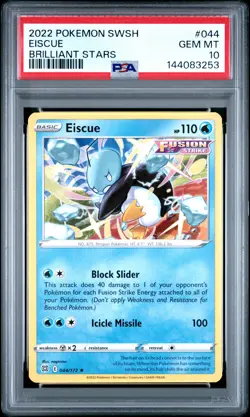 2022 POKEMON SWORD & SHIELD BRILLIANT STARS #044 EISCUE PSA 10 - Image 1