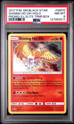 2017 POKEMON SM BLACK STAR PROMO #SM70 SHINING HO-OH-HOLO PSA 8 - Image 1