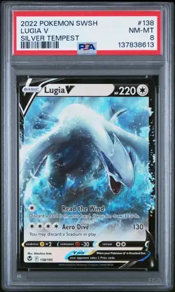 2022 POKEMON SWORD & SHIELD SILVER TEMPEST #138 LUGIA V PSA 8 - Image 1
