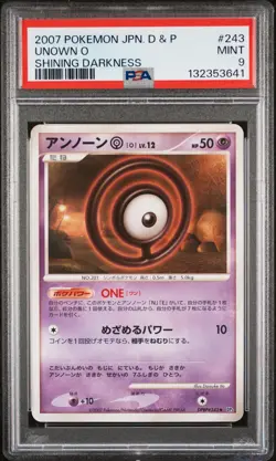 2007 POKEMON JAPANESE DIAMOND & PEARL SHINING DARKNESS #243 UNOWN O PSA 9 - Image 1