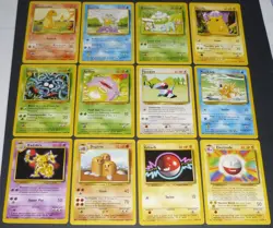 12 Card Lot Vintage Base Set Unlimited Classic Starter Pokemon + Rares Uncommon - Image 1