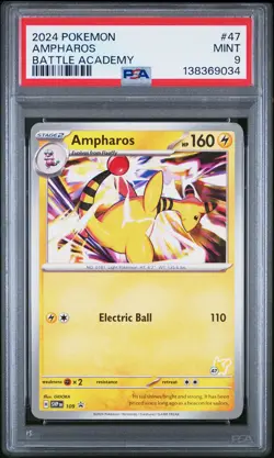 2024 POKEMON BATTLE ACADEMY #47 AMPHAROS PSA 9 - Image 1