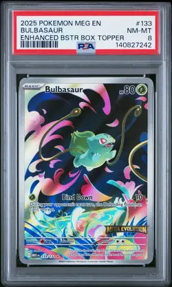 2025 POKEMON MEG EN-MEGA EVOLUTION ENHANCED BOOSTER BOX TOPPER BULBASAUR PSA 8 - Image 1