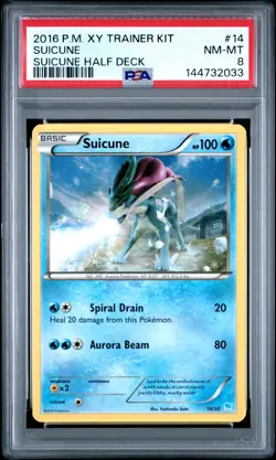 2016 POKEMON XY TRAINER KIT SUICUNE HALF DECK #14 SUICUNE PSA 8 - Image 1