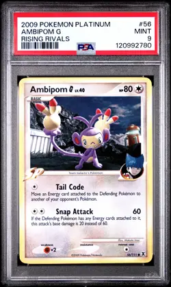 2009 POKEMON PLATINUM RISING RIVALS #56 AMBIPOM G PSA 9 - Image 1
