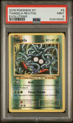 2016 POKEMON XY EVOLUTIONS #8 TANGELA-REVERSE FOIL PSA 9 - Image 1