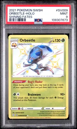 2021 POKEMON SWORD & SHIELD SHINING FATES #SV009 ORBEETLE-HOLO PSA 9 - Image 1