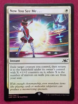 Magic The Gathering UNFINITY FOIL NOW YOU SEE ME white card MTG - Image 1