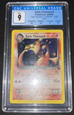 Pokemon Dark Charizard Holo Rare Card 4/82 Team Rock Cgc Blue Label 9 - Image 1