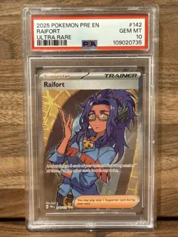 PSA 10 Raifort Holo Prismatic Evolutions Pokemon TCG Card Ultra Rare 142/131 - Image 1