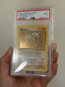 1999 Pokemon Fossil Hitmonlee Holo #7 1st Edition PSA 9 Mint – Vintage WOTC - Image 3
