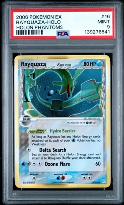 PSA 9 Rayquaza Holo 16/110 EX Holon Phantoms 2006 Delta Species Pokemon Card - Image 1
