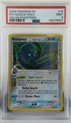 PSA 9 Rayquaza Holo 16/110 EX Holon Phantoms 2006 Delta Species Pokemon Card - Image 1