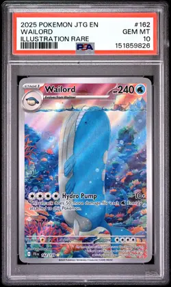 2025 POKEMON JTG EN-JOURNEY TOGETHER ILLUSTRATION RARE #162 WAILORD PSA 10 - Image 1