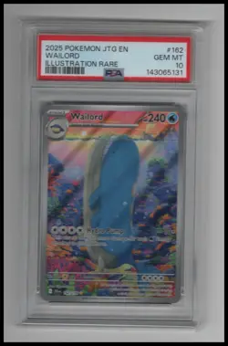2025 POKEMON JTG EN-JOURNEY TOGETHER ILLUSTRATION RARE #162 WAILORD PSA 10 - Image 1