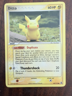Ditto Pikachu 63/113 Ex Delta Species Non-Holo Pokemon Card MP - Image 1
