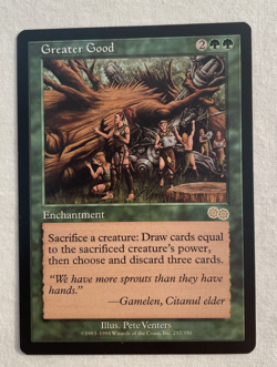 1x Greater Good Urza's Saga MTG Magic the Gathering NM (Damaged) - Image 1