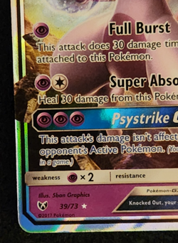 2017 Pokemon Shining Legends Mewtwo GX #39/73 Holo Foil EX-NM - Image 5
