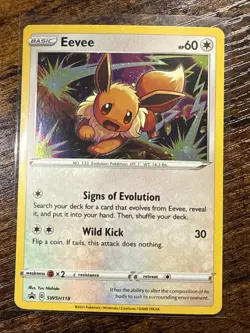 Pokemon TCG Sword & Shield Eevee SWSH118 Black Star Promo Cosmos Holo LP/NM - Image 1