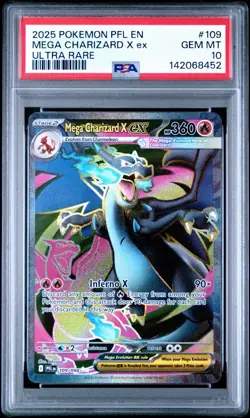 2025 POKEMON PFL EN-PHANTASMAL FLAMES ULTRA RARE #109 MEGA CHARIZARD X EX PSA 10 - Image 1