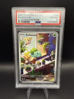 2024 Pokemon Card - Stellar Crown - Bulbasaur 143/142 Illustration Rare PSA 10 - Image 1