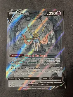 Pokemon TCG Zacian v Full Art Ultra Rare Holo Card GG48/GG70 Crown Zenith NM - Image 1