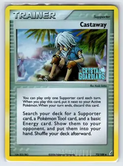 Castaway 72/100 2006 EX Crystal Guardians Pokemon Card Reverse Holo Stamped - Nm - Image 1