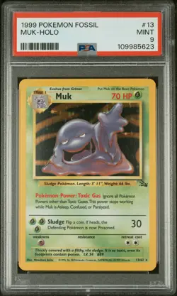 1999 POKEMON FOSSIL #13 MUK-HOLO PSA 9 - Image 1