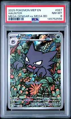 2025 POKEMON MEP EN-ME BLACK STAR PROMO #027 HAUNTER PSA 8 - Image 1
