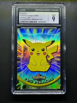 topps Pokemon TV Animation Edition Series 1 Rainbow Foil # 25 Pikachu CGC 9 - Image 1