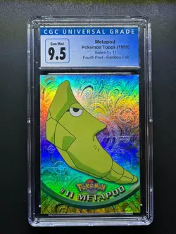 topps Pokemon TV Animation Edition Series 1 Rainbow Foil #12. Metapod CGC 10 - Image 1