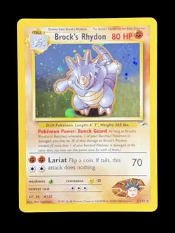 Pokemon TCG Brock's Rhydon 2/132 Gym Heroes Holo Rare Unlimited WOTC Vintage - Image 1